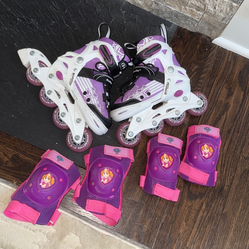 Roller Derby Stryde Purple and White Rollerblades adjustable size 11-1 w pads - Picture 11 of 12